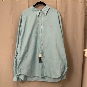 Turquoise and White Polo Dress Shirt